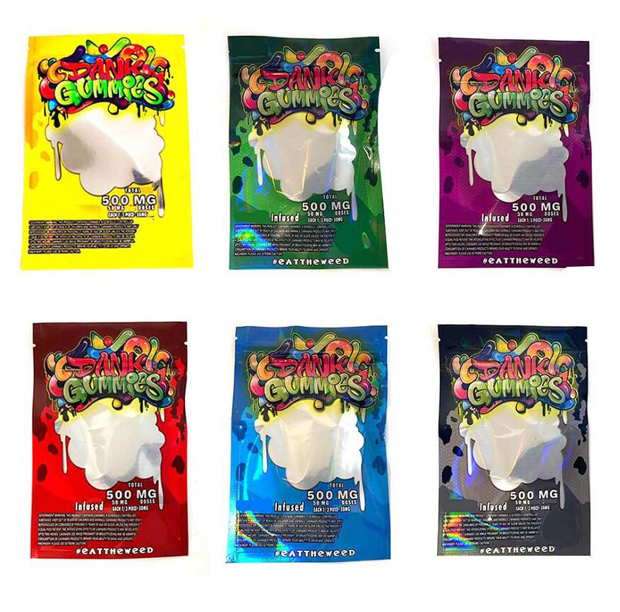 

Dank Gummies Bags 500MG Zip Lock Edibles Retail Packaging Worms Bears Candy Gummy Bag Dry Flower SmellProof Mylar CHUCKLES