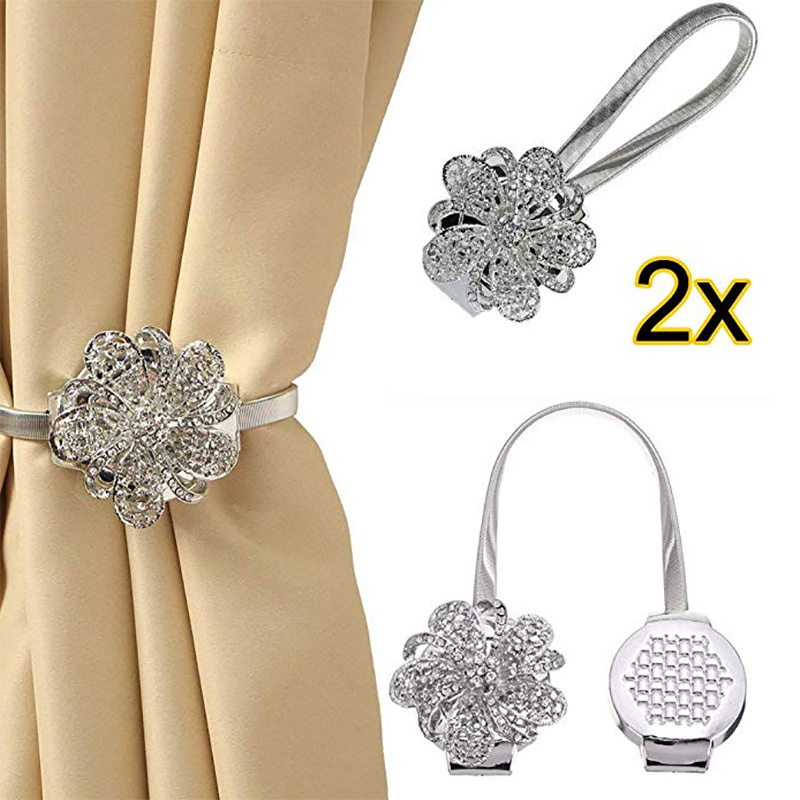 

Pair of Magnetic Sheer Curtains Tiebacks Curtain Holders Sheer Curtains, Silver