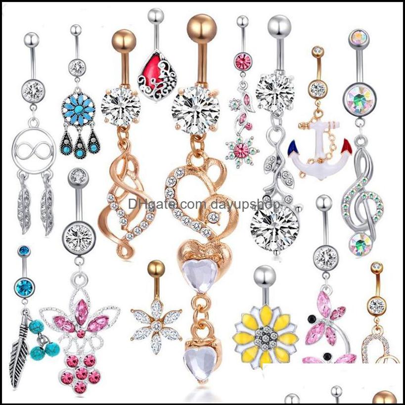 

Navel & Bell Button Rings Body Jewelry Fashion Dangle Belly Ring Mix Style Piercing For Women Drop Delivery 2021 Oipub2744