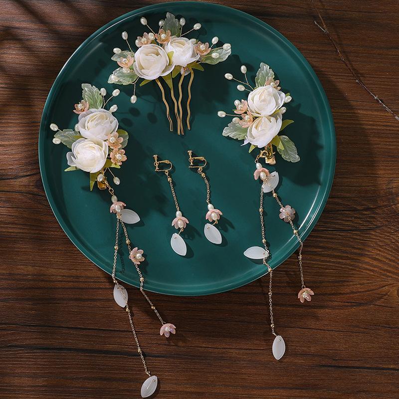 

Headpieces Full Set Antique Tassel Step-by-step Edge Clip Earrings Hairpin Wedding Hair AccessoriesHeadpieces
