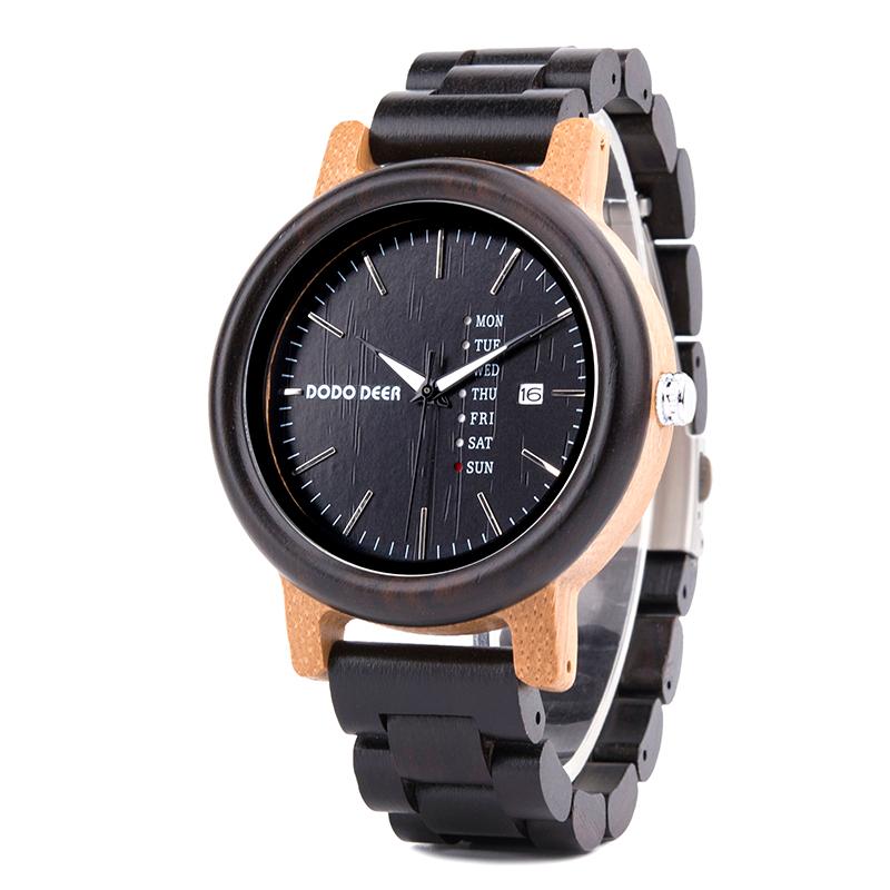 

Wristwatches DODO DEER Couple Watches Women Mens With Week Date Creative Dial Analog Wood Quartz Wooden Watch Cool Clock Relogio Feminino, B08-1 for men
