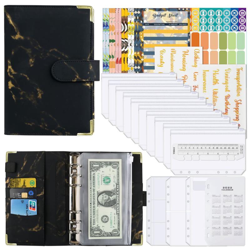 

Notepads Black A6 Binder Budget Planner Cash Envelope With Envelopes Pockets Wallet