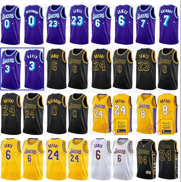 

Los Angeles''Lakers''Kobe''Bryant''Basketball Jersey LeBron 23 James 6 Anthony 3 Davis Russell 0 Westbrook Carmelo 7 Anthony Men, Men jersey