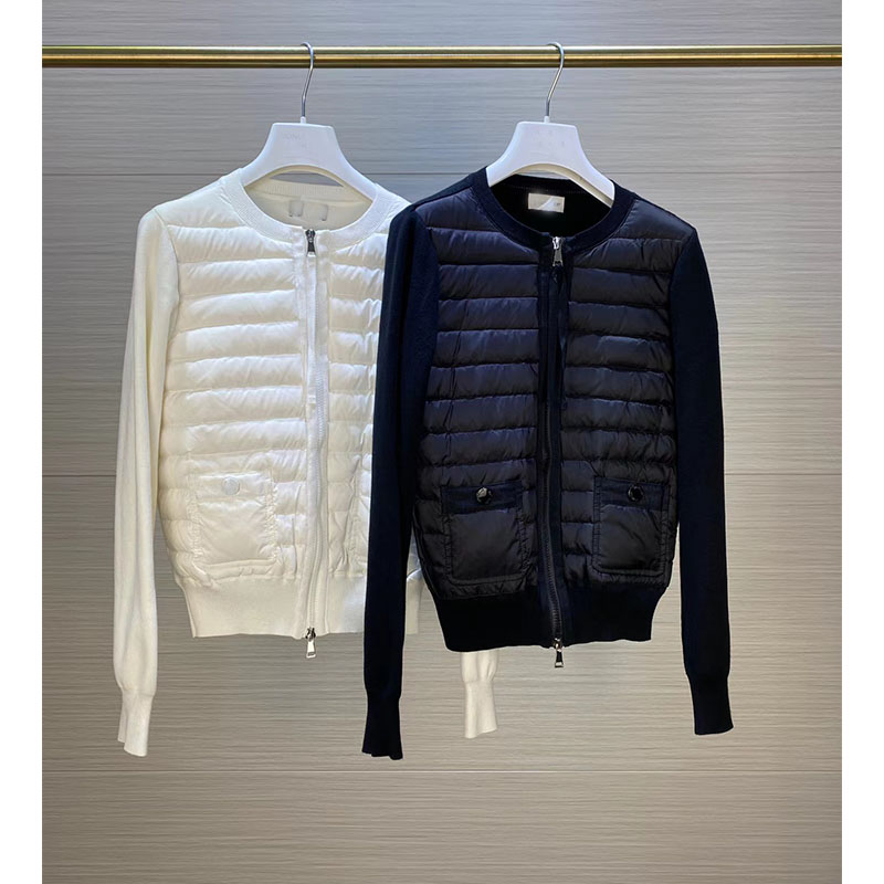 

Women's sweater patchwork down jacket Fashion Casual Warm 90 White goose down Winter Jaqueta Cultivate one's morality Outerwear, Black