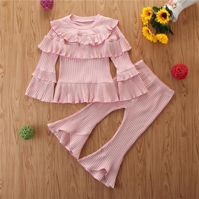 

Clothing Sets Toddler Girl Clothes Spring Autumn Baby 2pcs Lacework Top And Wide Leg Pants Cute Children Outfits For 2 To 7 Year, As picture