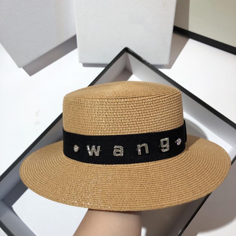 

Berets Fashion Brand Rhinestone Letter Flat Top Hat Women's Fisherman's Outdoor Sunshade Beach YF0538Berets, White
