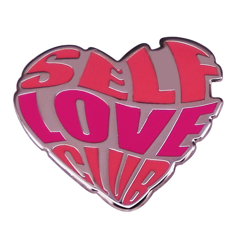 

Self Love Club Lapel Pin Heart Badge, As picture