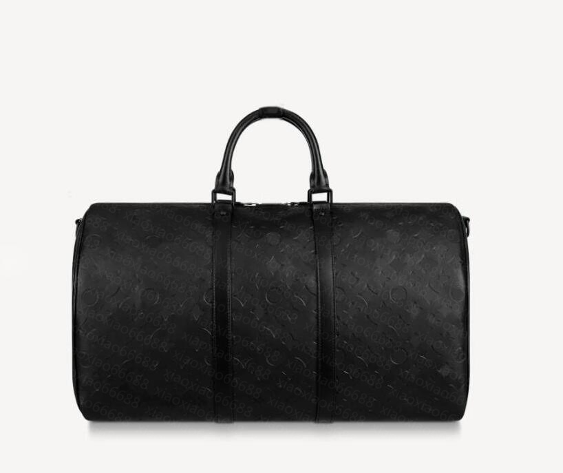 

55cm women men bags fashion travel bag duffle bag empreinte Embossed PU leather luggage handbags large contrast color capacity sport stripe Tote Fitness Suitcases