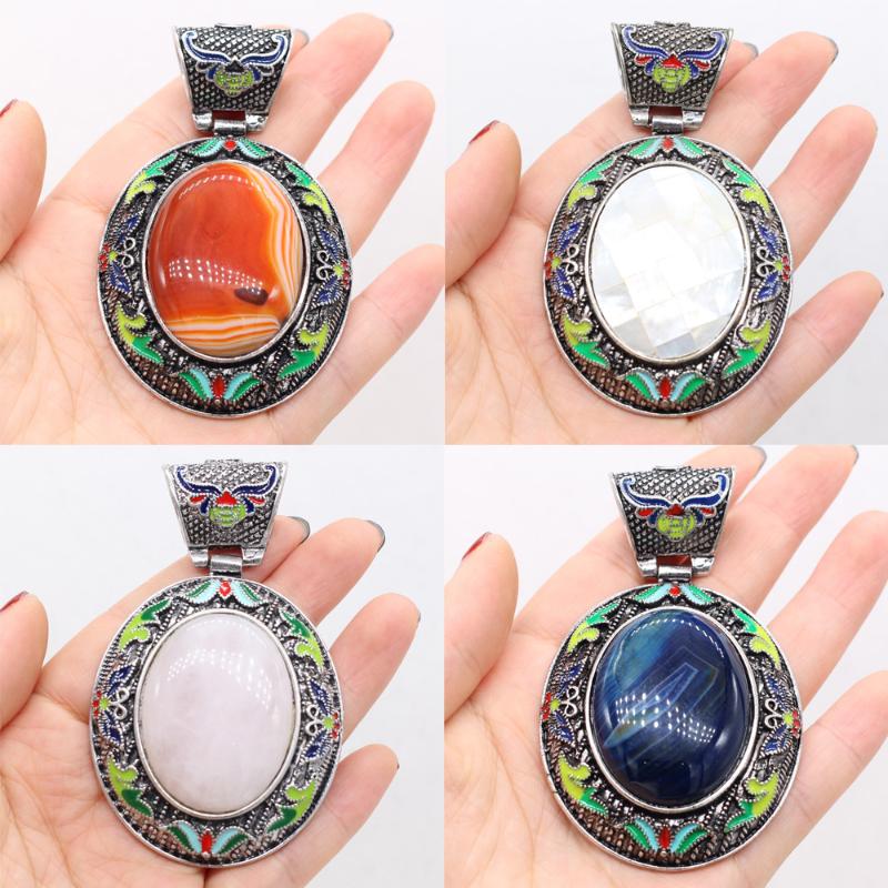 

Pendant Necklaces Natural Stone Pendants Charm Lapis Lazuli Antique-Silver Alloy For Necklace Earrings Jewelry Making SuppliesPendant