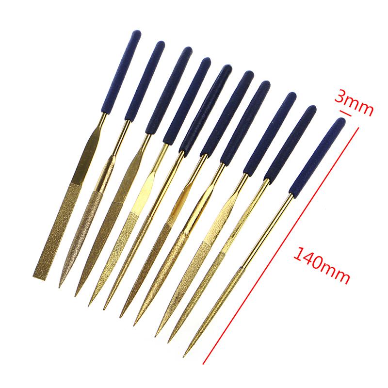

Hand Tools 10Pcs Titanium Diamond Coating Needle Flat File Set Metal Working Craft ToolHand