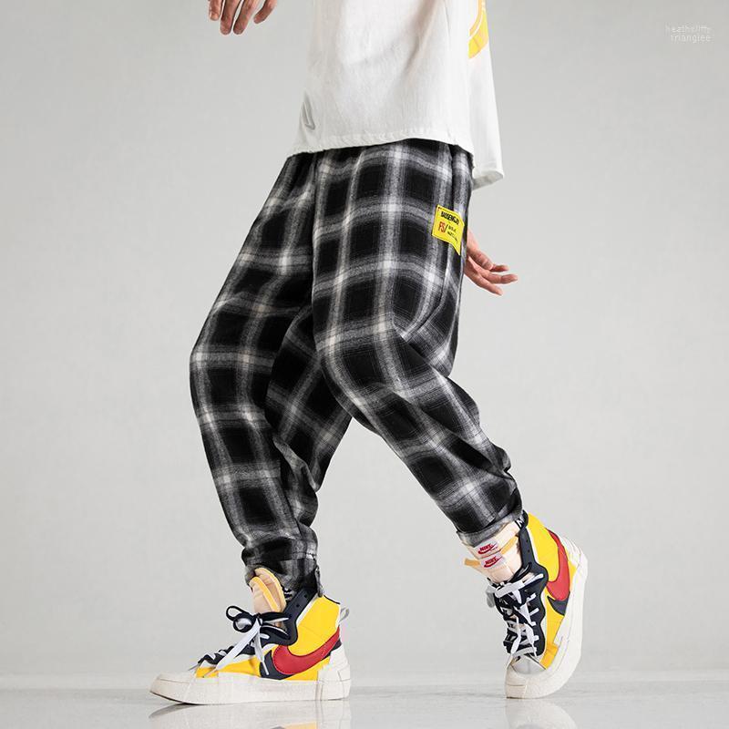 

Men's Pants Korean Plaid Men 2022 Spring Casual Loose Comfortable All-match Plus Size Hip-hop Unisex Streetwear JoggersMen's Heat22, Black white