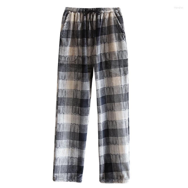 

Men's Sleepwear Men Pajama Pants Plaid Printed Autumn Soft Warm Drawstring Sleep Flannel Fleece Super Home Check Large Size SleepwearMen's, Black