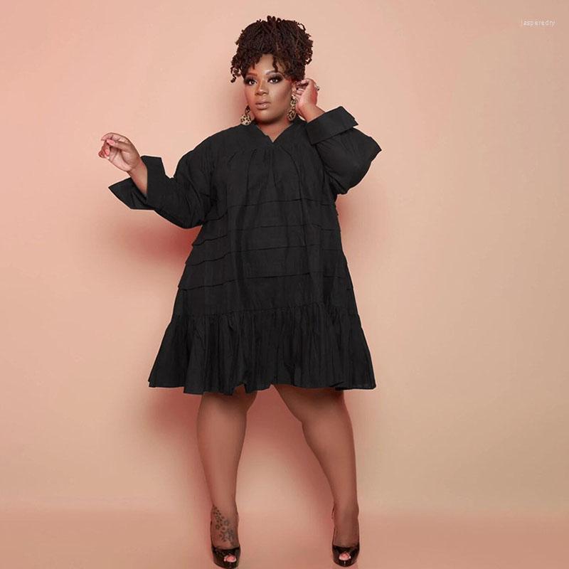 

Plus Size Dresses Women V Neck Loose Waist Shirt Dress Ladies Long Sleeve Casual Wholesale Clothes Mini Jasp22, White