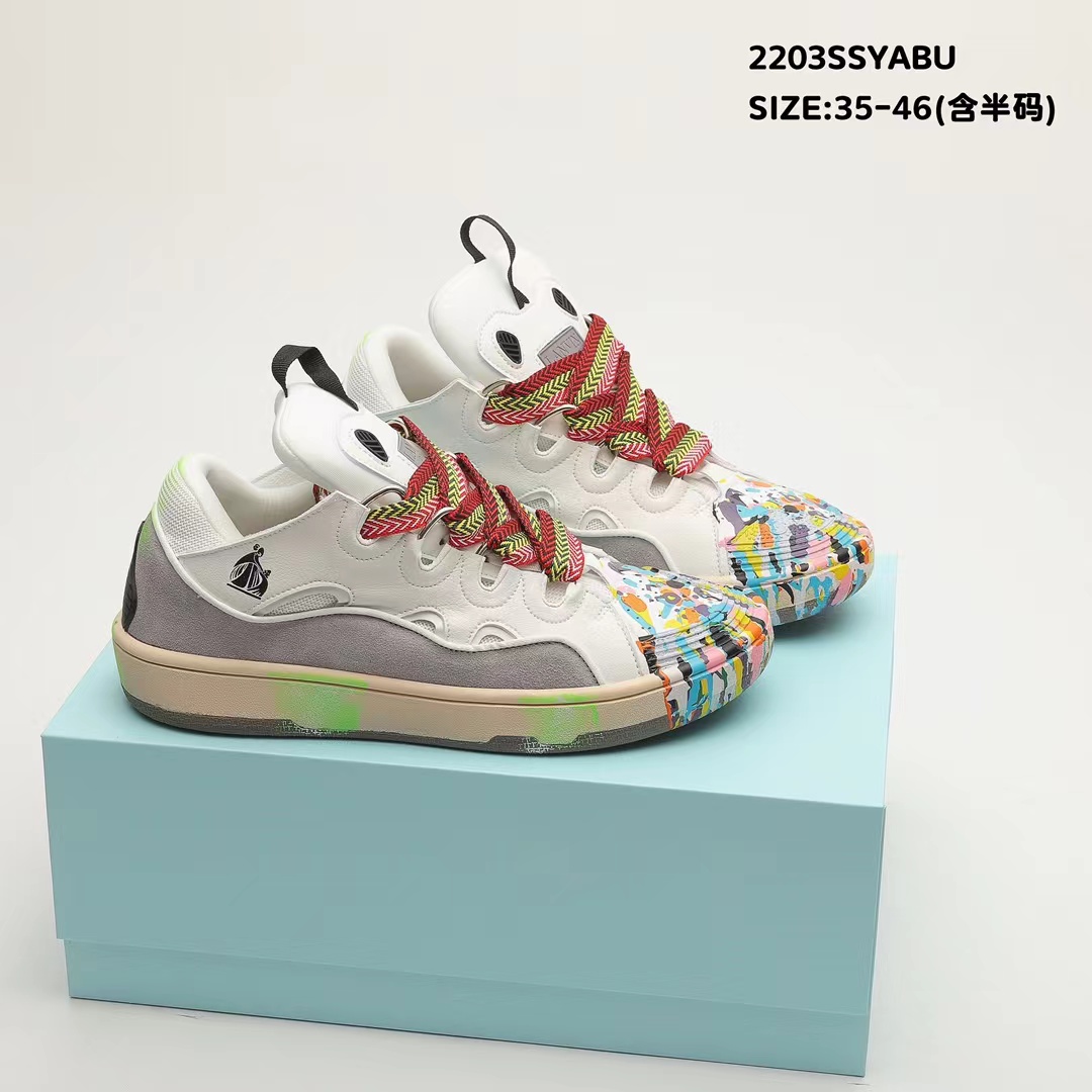 

LANVIN 21 Men and women's shoes early spring retro casual sports new jogging wipe dirty do old trend fashion, White