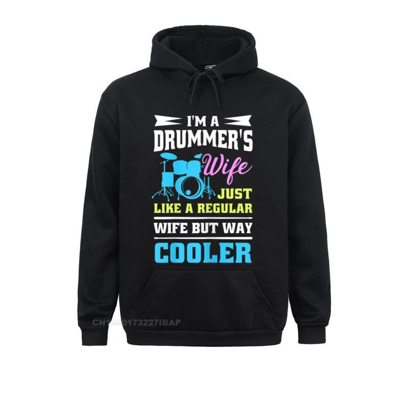 

Men' Hoodies & Sweatshirts Drum Kit Percussionist Drummer Wife Quote Image Hoodie For Men Classic Hip Hop Sportswears, Black