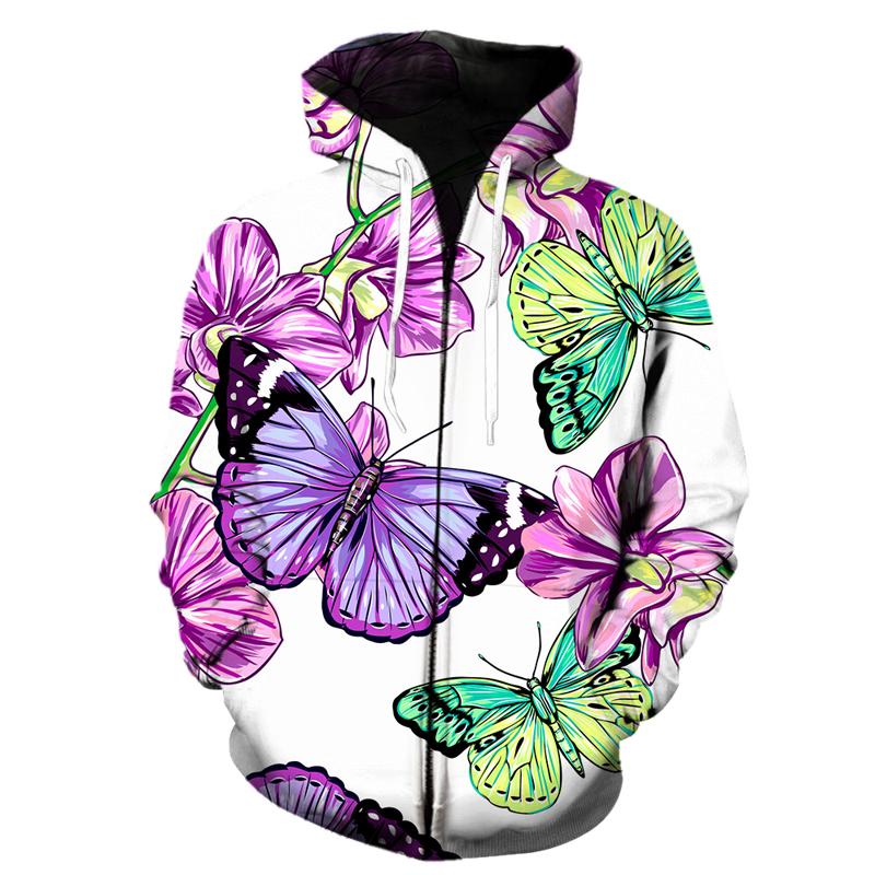 

Men's Hoodies & Sweatshirts Exquisite Cartoon Butterfly Pattern Print Harajuku Streetwear Zipper Men Women Fashion Casual Cool Pullover, Cblw-1029