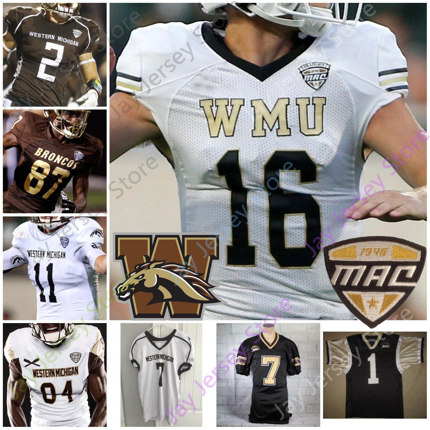

Western Michigan WMU Football Jersey NCAA College Jon Wassink LeVante Bellamy Skyy Moore Giovanni Ricci Keith Mixon Jr. Davis Fayad Jennings, White iii