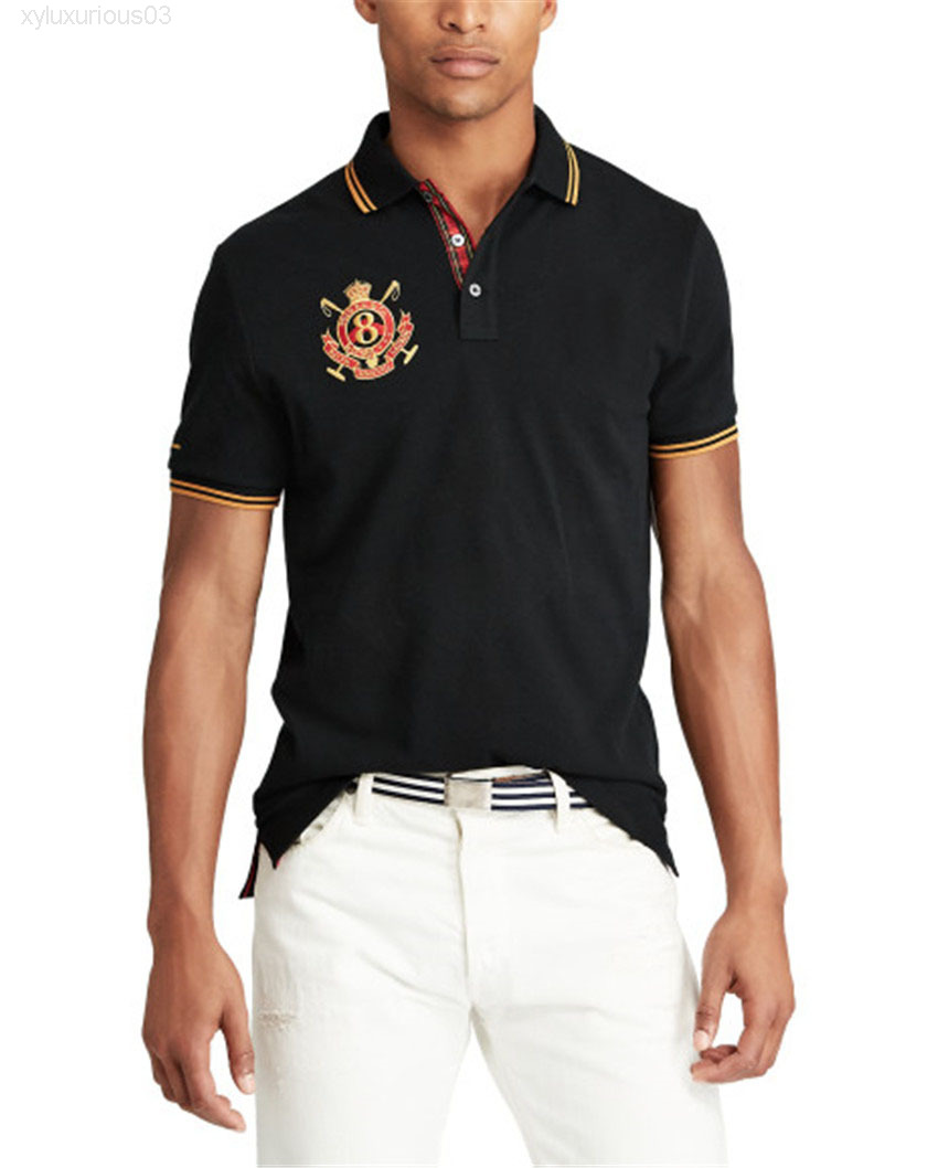 

High Quality Classic Racing Designer Mens Polo #8082 Off Luxury Summer Fashion Brand Embroidery White Lapel T-shirt Rl 100% Cotton, Model 1