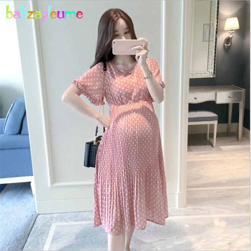

Summer Pregnancy Dress Fashion Women's Clothing Maternity Wear Clothes Dresses Chiffon Plus Size Pregnant BC 220419, Pink