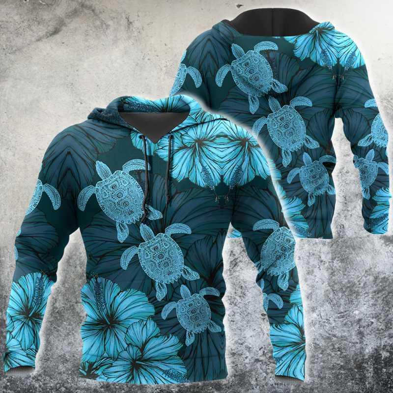 

Men's Hoodies & Sweatshirts 3D Hoodie Amazing Polynesian Turtle With Plumeria Flowers For Men/Women Sweatshirt Spring Casual Pullover Zipper