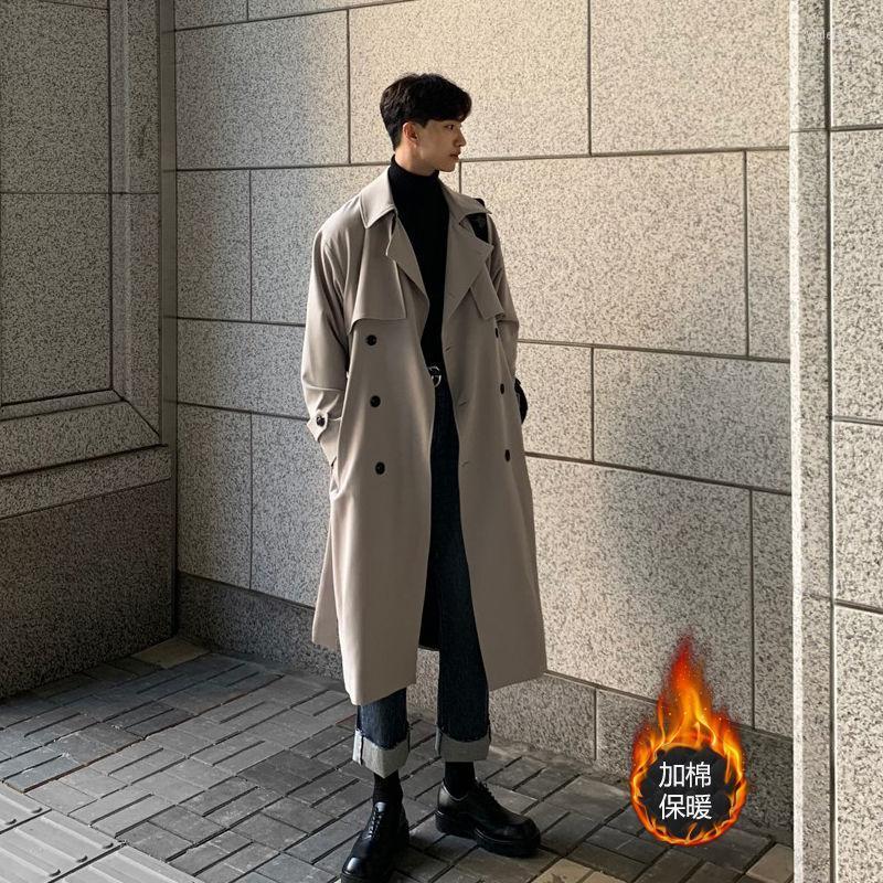 

Men's Trench Coats 2022 Long Windbreaker Loose Trend British Thicken Cotton-padded Clothes Grey/black Parkas Snow Jackets -3XL Viol22