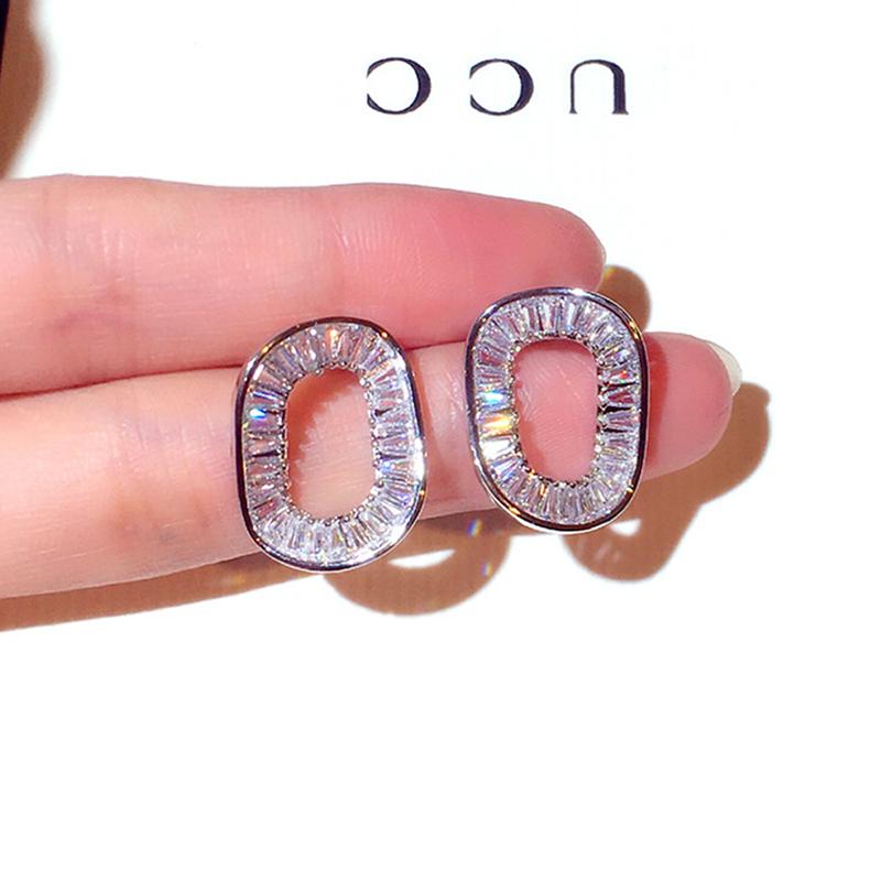 

Stud Korean Luxury Super Shining Cubic Zircon Square Earring For Women Bling Zirconia Elegant Female Earrings PendantStudStud