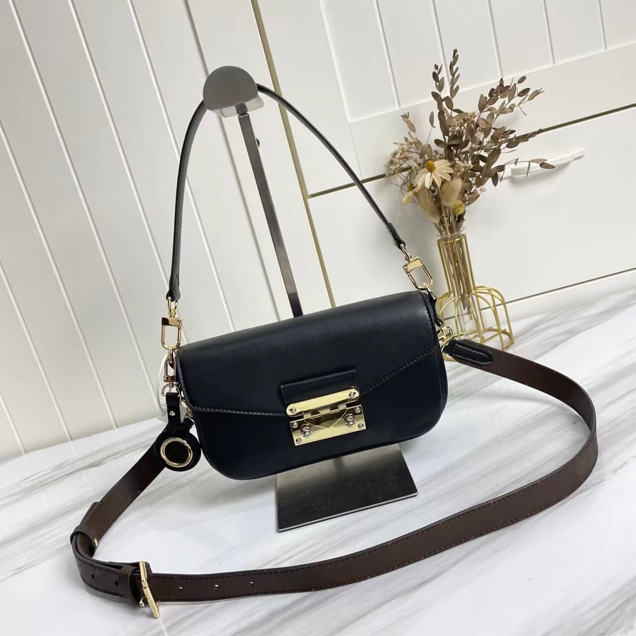 

High Quality Luxury Designer Bag Womens Genuine leather handbags fashion S-lock bags women shoulder mini shopping purse speedy Swing Crossbody Evening Handbag, Black #220393
