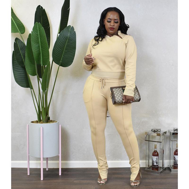 

Women's Two Piece Pants RMSFE 2022 Ladies Tight Fashion Casual Versatile Solid Color Simple Long Sleeve Half High Neck Slim Set, Black