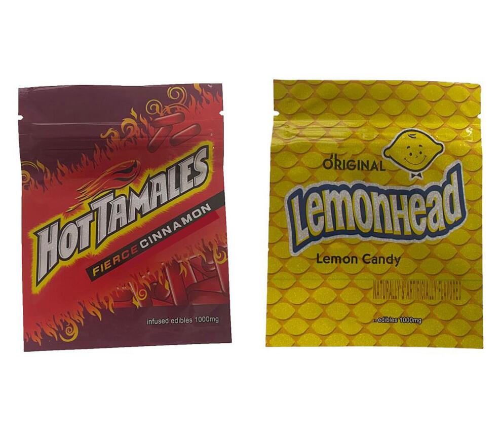 

1000mg Hot Tamales Fierce Cinnamon Mylar Bags Smell Proof Lemonhead Lemon Candy Edibles Gummies Package