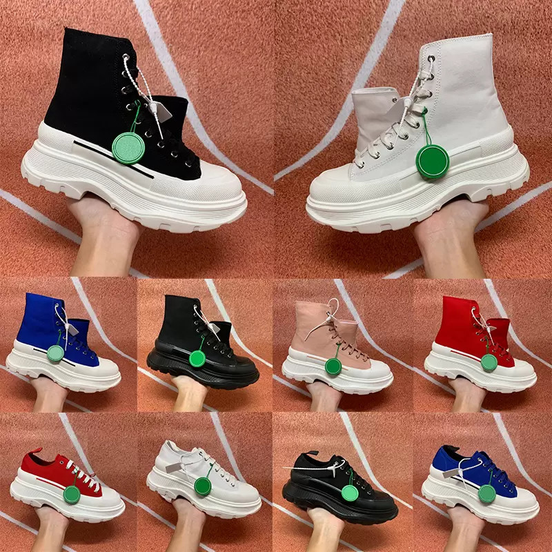 

Men women Tread Slick lace up boots Alexander canvas sneaker high low sole black royal MC platform queen sneakers red pink white oversized shoes boot 34-45, Fill postage