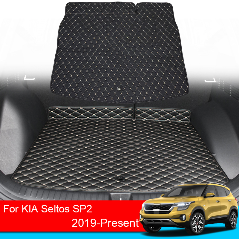 

1PC PU Leather Car Rear Trunk Mat For KIA Seltos SP2 2019-Present Waterproof Protective Cargo Liner Tray Floor Pad Accessories