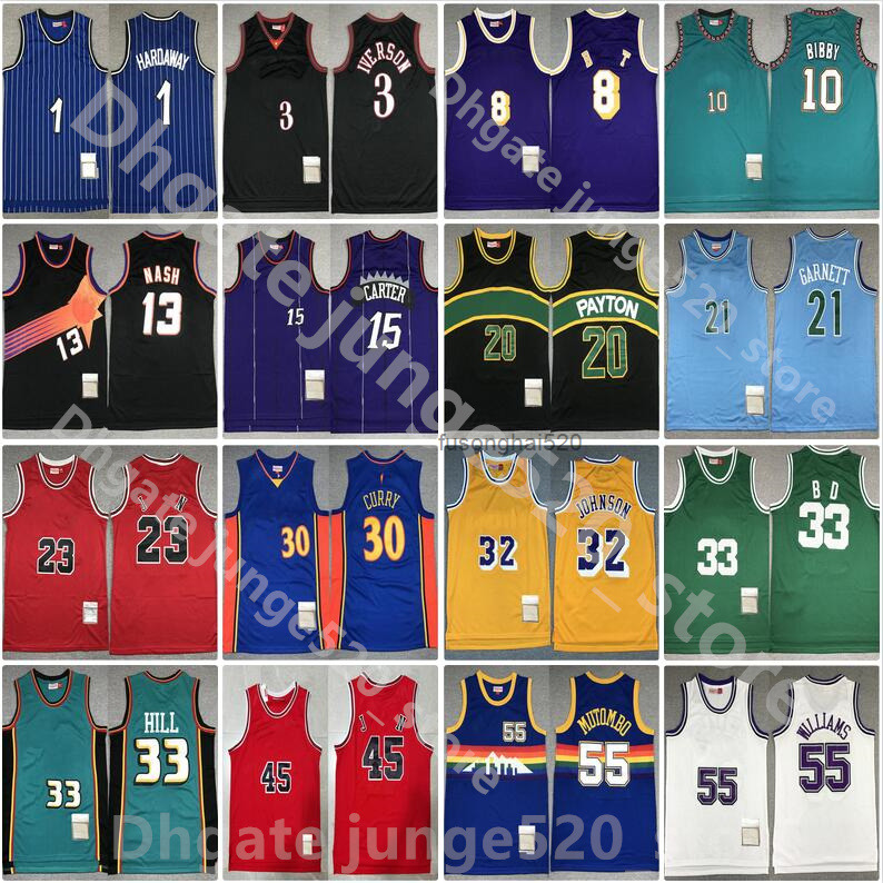 

Retro Basketball Jerseys Durant Curry Johnson Iverson Pippen Rodman Webber Olajuwon McGrady Mutombo Bibby Stockton Kemp Payton''nba''Jersey, As picture 6