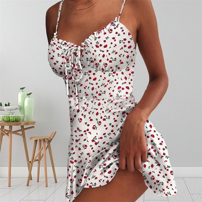 

Summer Elegant Dresses Pleated Printed Ruffles Mini Skirt Bohemian Beachwear Drawstring Tight Sexy Women Streetwear 226014, Floral pink