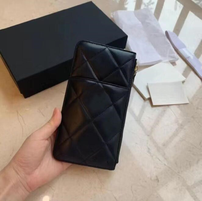 

Designer handbags Women Wallets Real Leather Zip pocket coin purse Fashion Card holders Brand mobile phone bags Lady multi-function Purses, Black