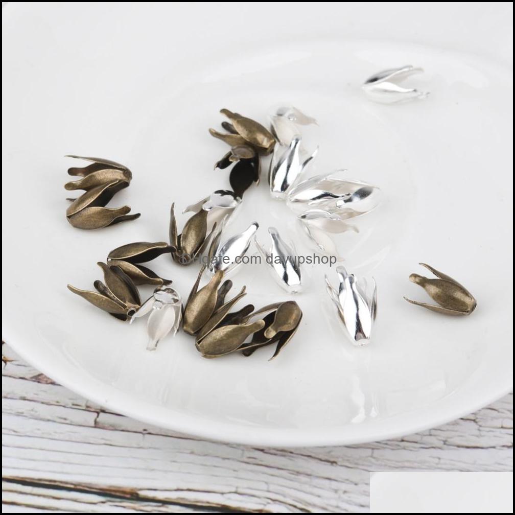 

Bead Caps Jewelry Findings Components 500Pcs/Lot Antique Bronze Sier Beads End Flower For Making Fi Dhkpq