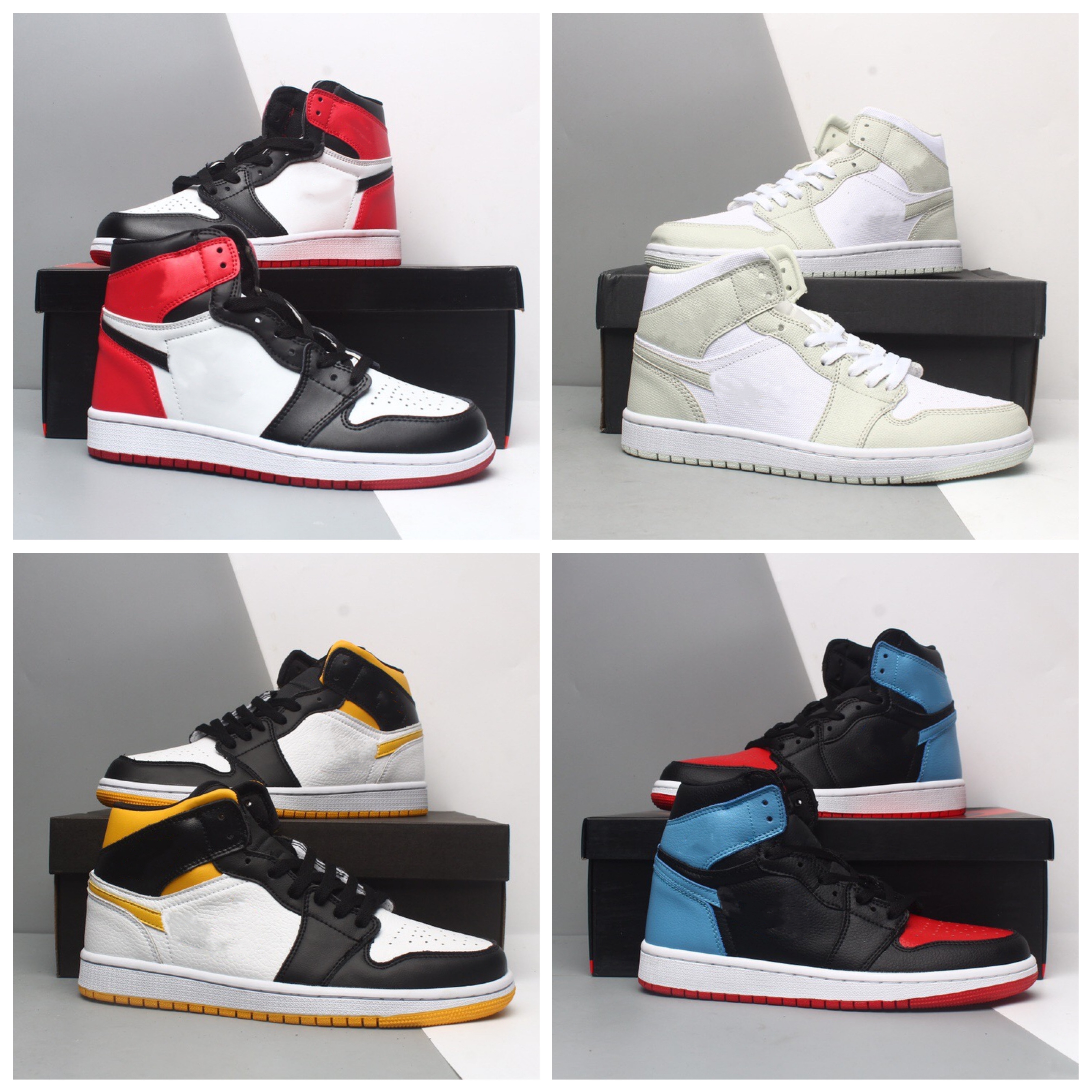 

With Box 1s 1 Mens Basketball Shoes Rebellionaire Bred Patent Royal Fragment UNC Pine Green University Blue Shadow Heritage Fearless Toe Men, 37