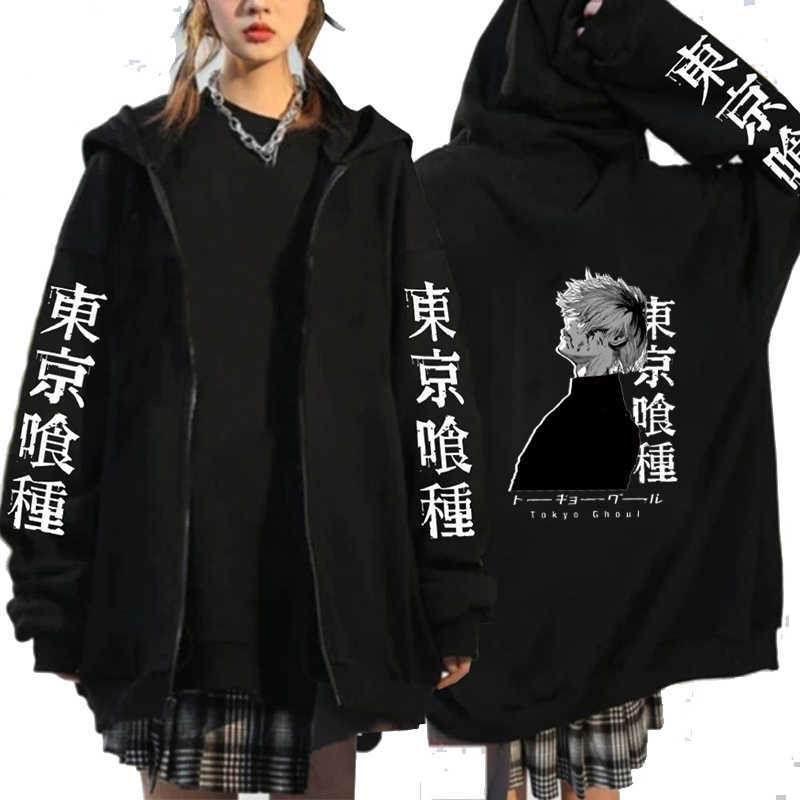 

Tokyo Ghoul Anime Zipper Hoodie Kaneki Ken Graphic Unisex Hip Hop Y2K Zip Sweatshirts Loose Fashion Hoody Men Women Top Clothes, Wk-black
