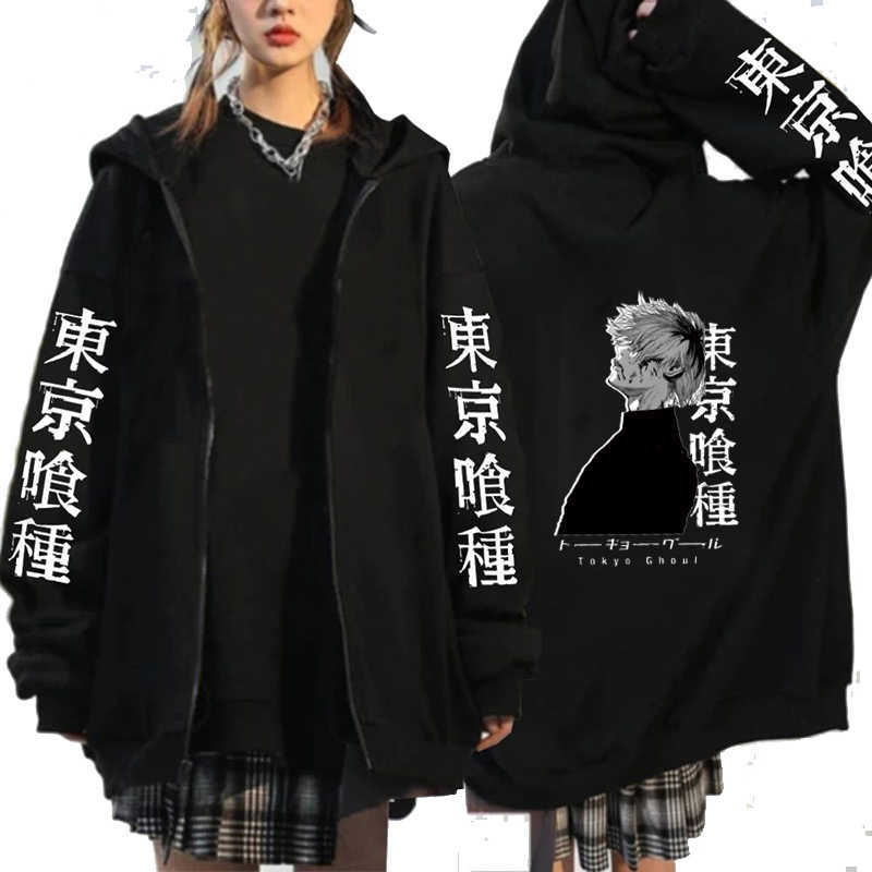 

Tokyo Ghoul Anime Zipper Hoodie Kaneki Ken Graphic Unisex Hip Hop Y2K Zip Sweatshirts Loose Fashion Hoody Men Women Top Clothes, Wk-black