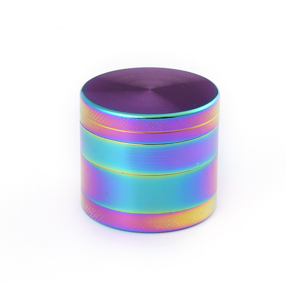 

zinc alloy iridescence plate herb grinder 4 layer 30 40 50 52 55 61 63mm ice blue tobacco grinders