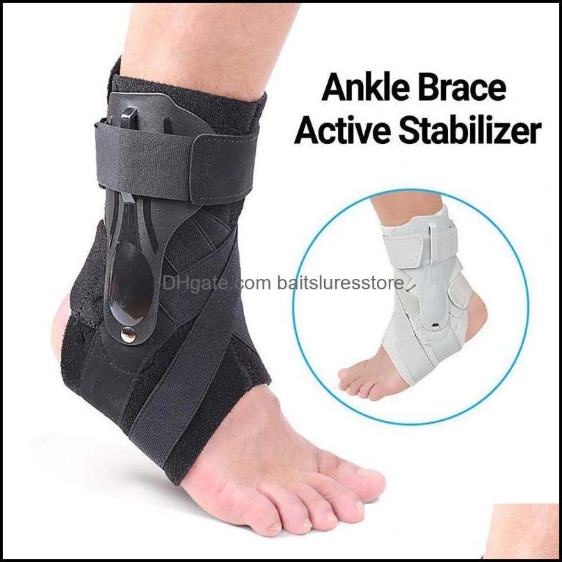 

Elbow Knee Pads Sports Safety Athletic Outdoor Accs Outdoors 1Pc Fix Plastic Plate Ankle Protector Adju Dhw7I, Black