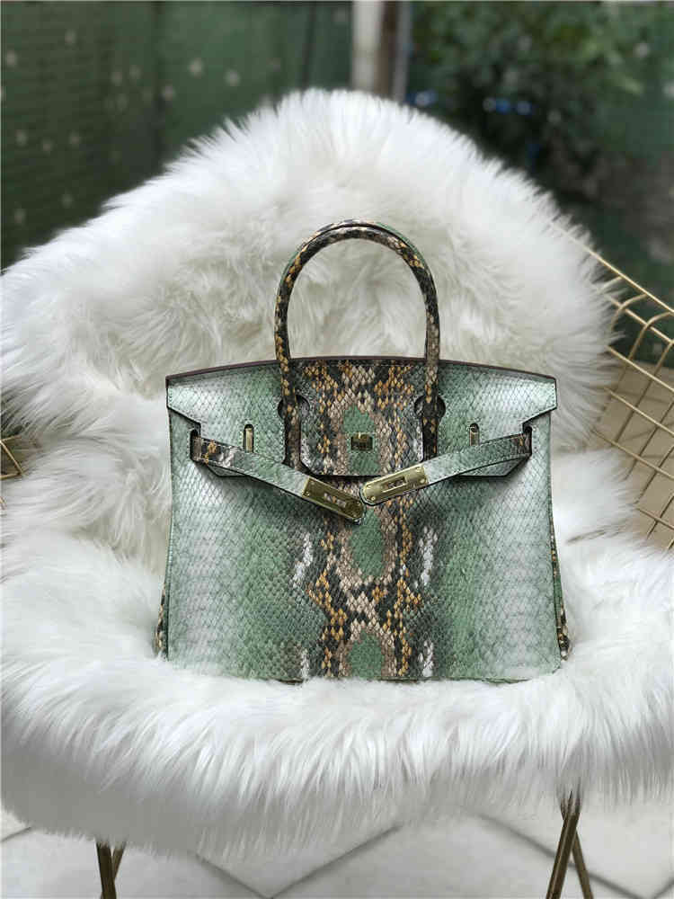 

herme birkins handbags shoulder birkinss tote bag women hands crossbody messenger purses wallets 25/30/35/40cm Classic Snake pattern leather yzl, Matcha green 25cm