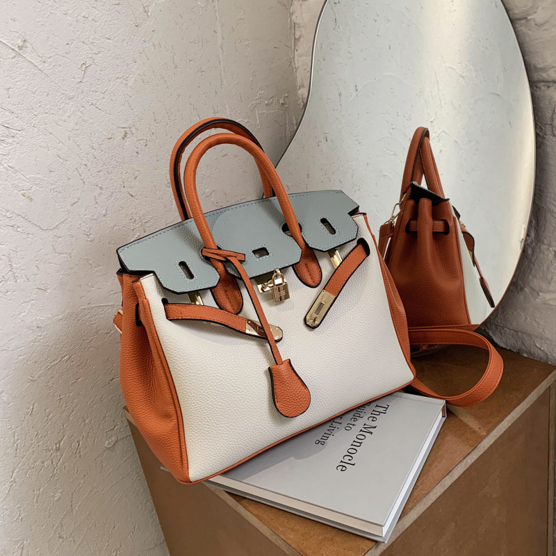 

Advanced Texture Big Handbag Womens 2022 New All-Match Casual Contrast Color Large Capacity Western Style Shoulder Messenger Bag, Green