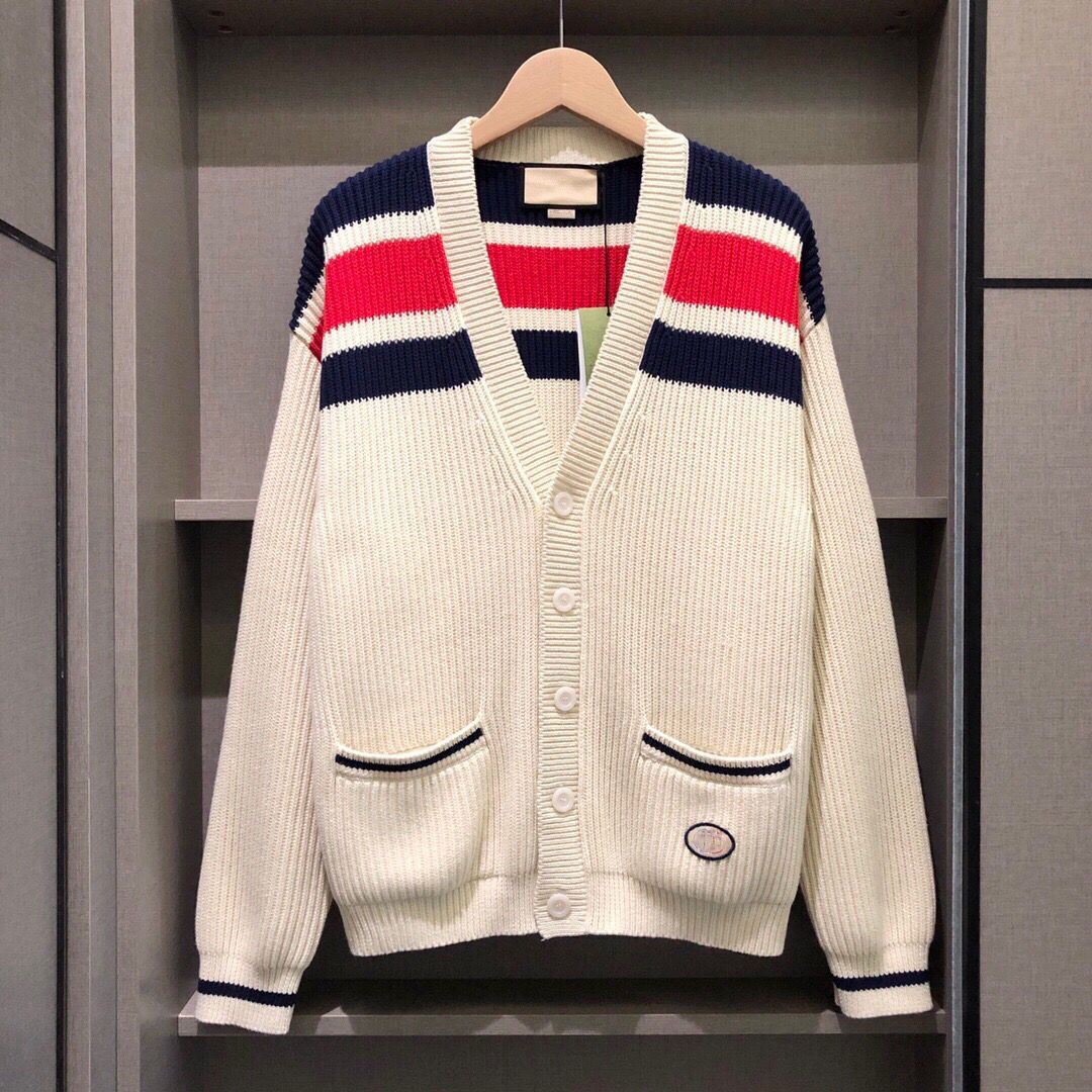 

2022 Cardigan Sweater Jacket Fall Winter Wear V-neck Tie Pocket Button Fashion New Loose Ladies Knitted Sweater, White red