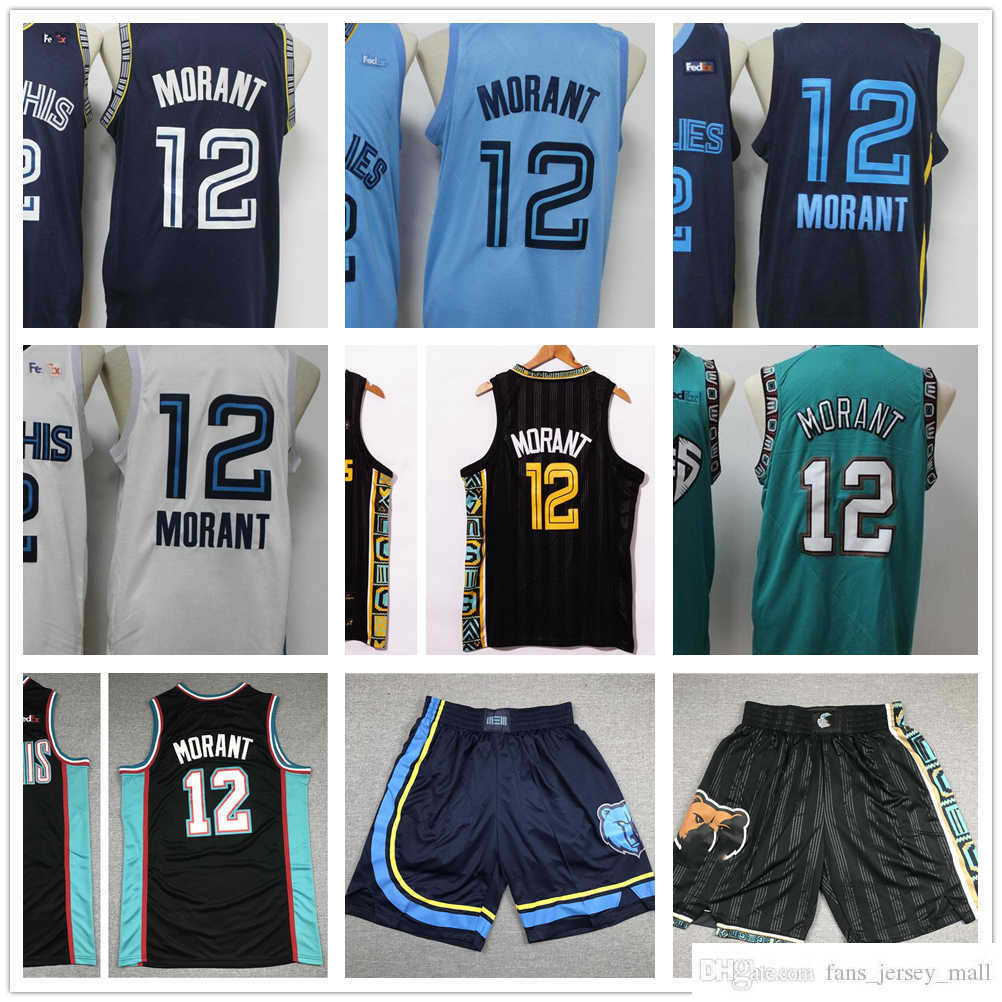 

2022 New 75th City Basketball 12 Ja Morant Jerseys Stitched Black White Green Jersey for Man Shorts, Same as picture