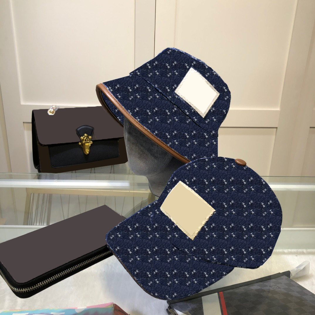 

Casual Cowboy Bucket Hats Double Letter Jacquard Snapbacks Men Women Denim Fisherman Hats Outdoor Sports Caps, 1#