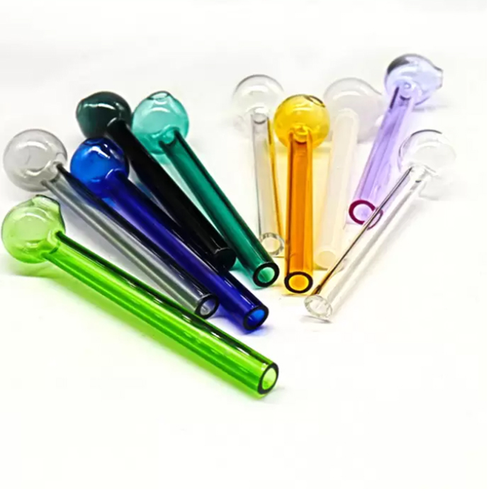 

10cm 12cm Pyrex Glass Oil Burner Pipe Tobcco Dry Herb Colorful Water Hand Pipes Smoking Accessories Glass Tube