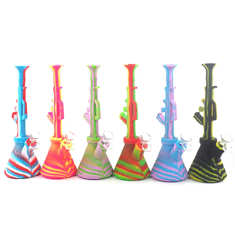 

AK47 Unique design oil rigs silicone hookah bongs stright water pipe food grade Free Delivery two use Dab Rig Pipes