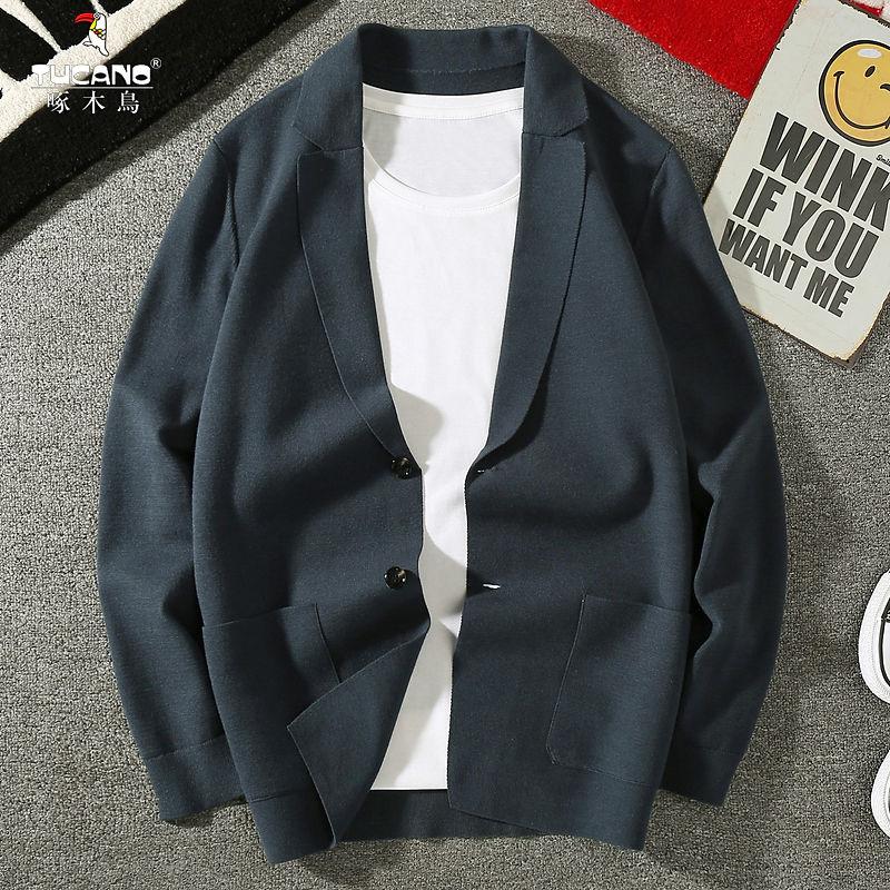 

Men' Sweaters Spring Fashion Men Casual Knitted Sweater Large Size Solid Color Long Sleeve Clothing Korean Style Male Cardigan S33Men, Black