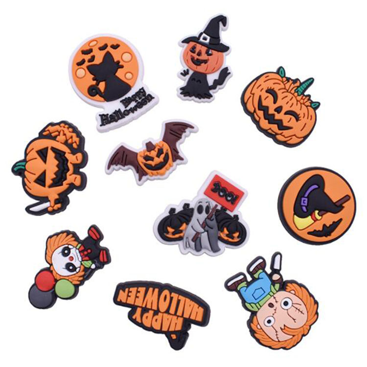 

orange pumpkin croc charms pvc cartoon shoecharms buckle bracelet wristband decoration accessories