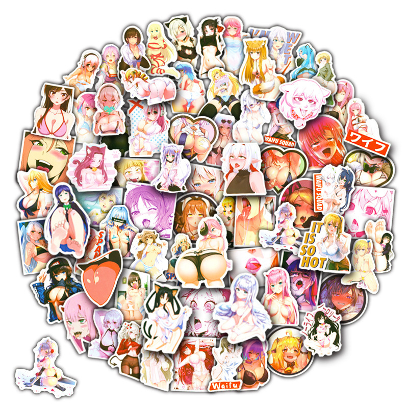 

New Sexy 100Pcs Sexy Girl Loli Anime Graffiti Stickers Ins Laptop Luggage Guitar Refrigerator DIY Waterproof Adult Classic Toys Stickers